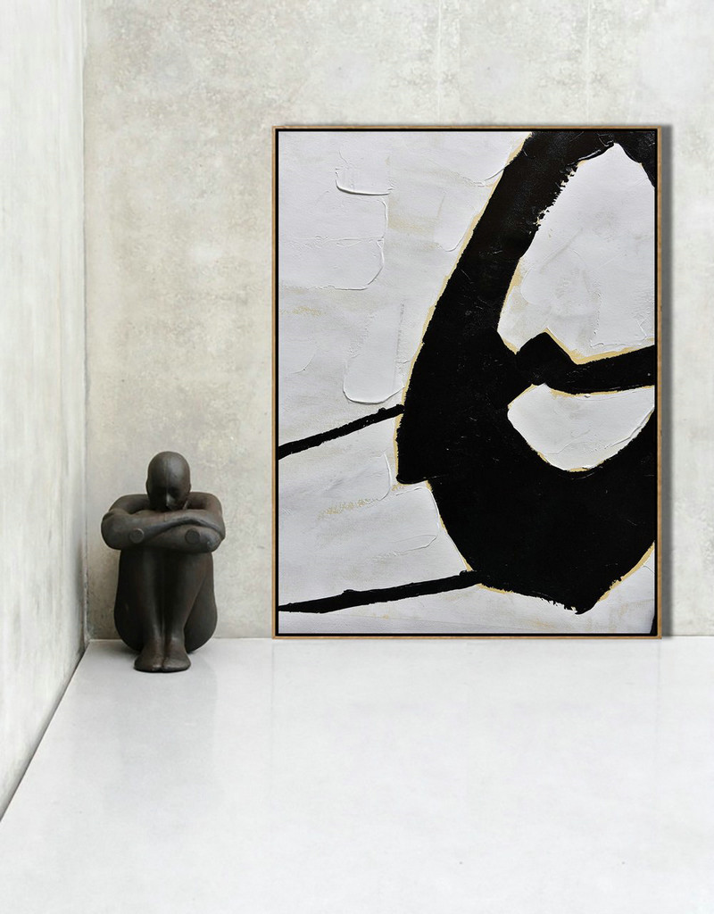 Large Modern Abstract Painting,Minimalist Painting On Canvas, Palette Knife Vertical Minimal Art - Living Room Wall Art